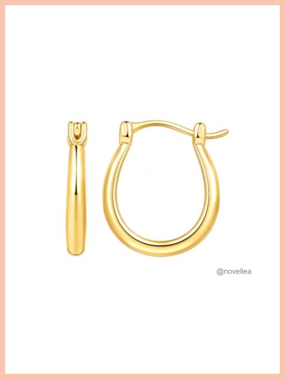 14K Gold Plated U Shape Hoop Earrings Hypoallergenic Small Hoops Lightweight
